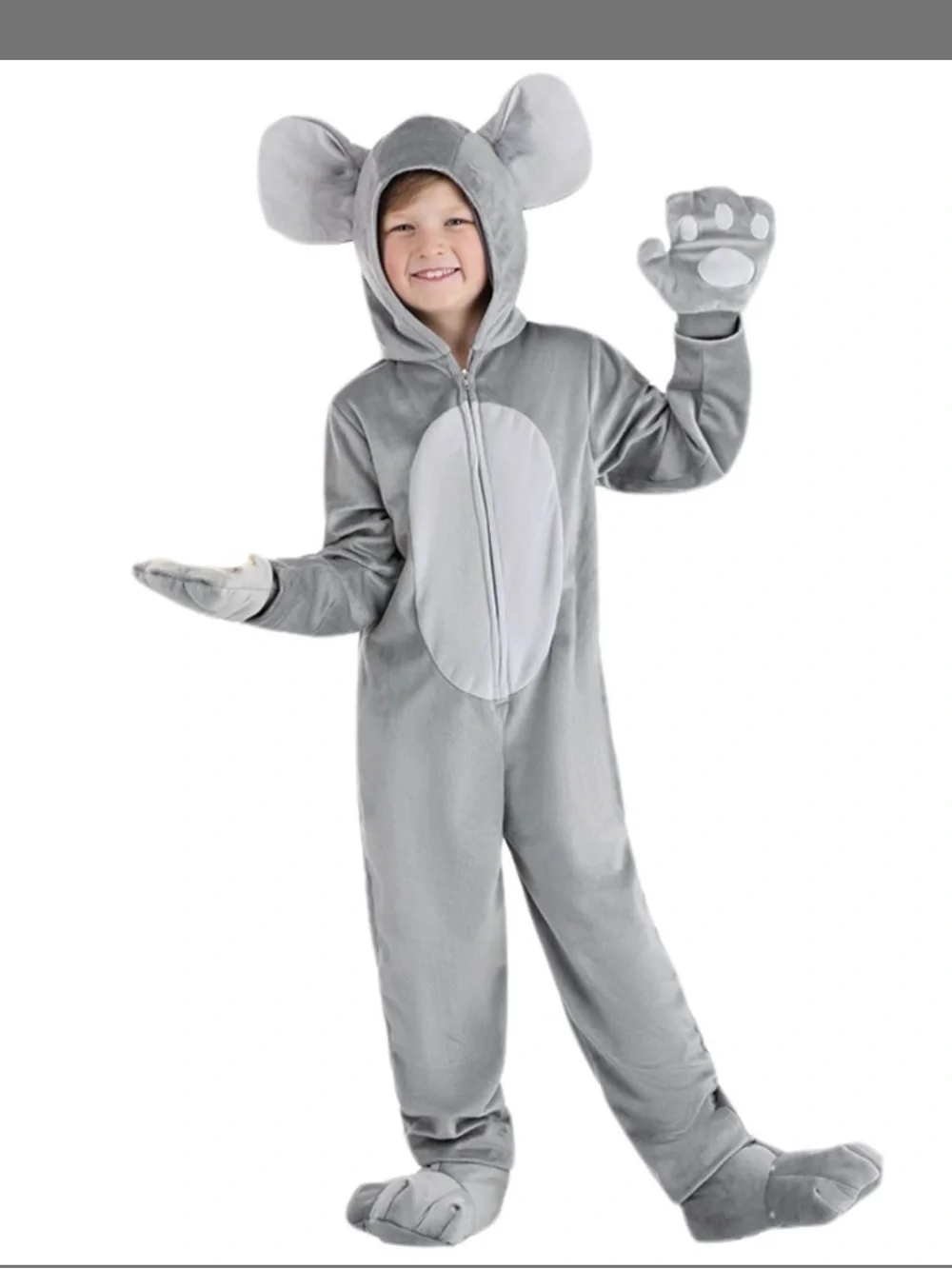 Kids Gray Mouse Costume with Hooded Ears size large see pics  Used 1x